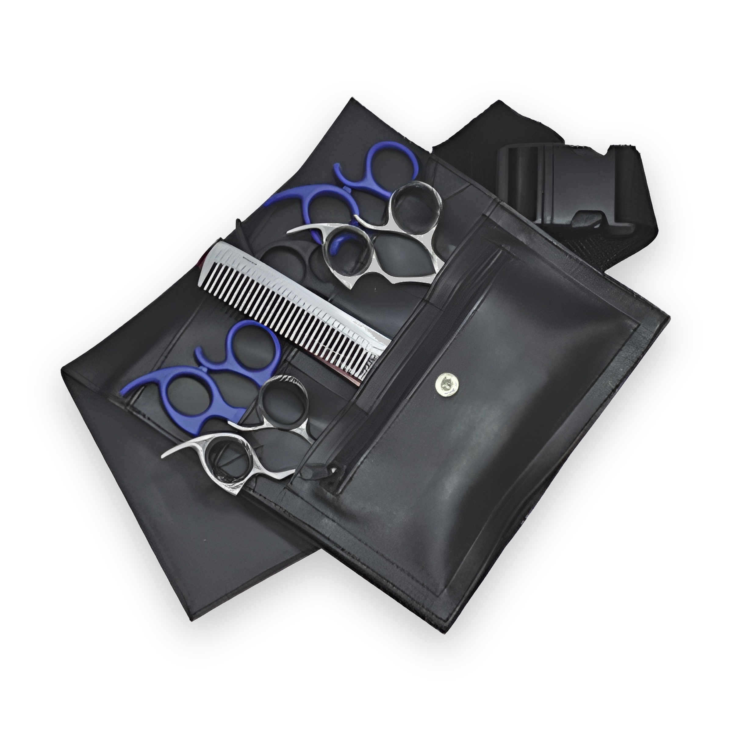 Blue-Handle Manicure Kit in Black Pouch